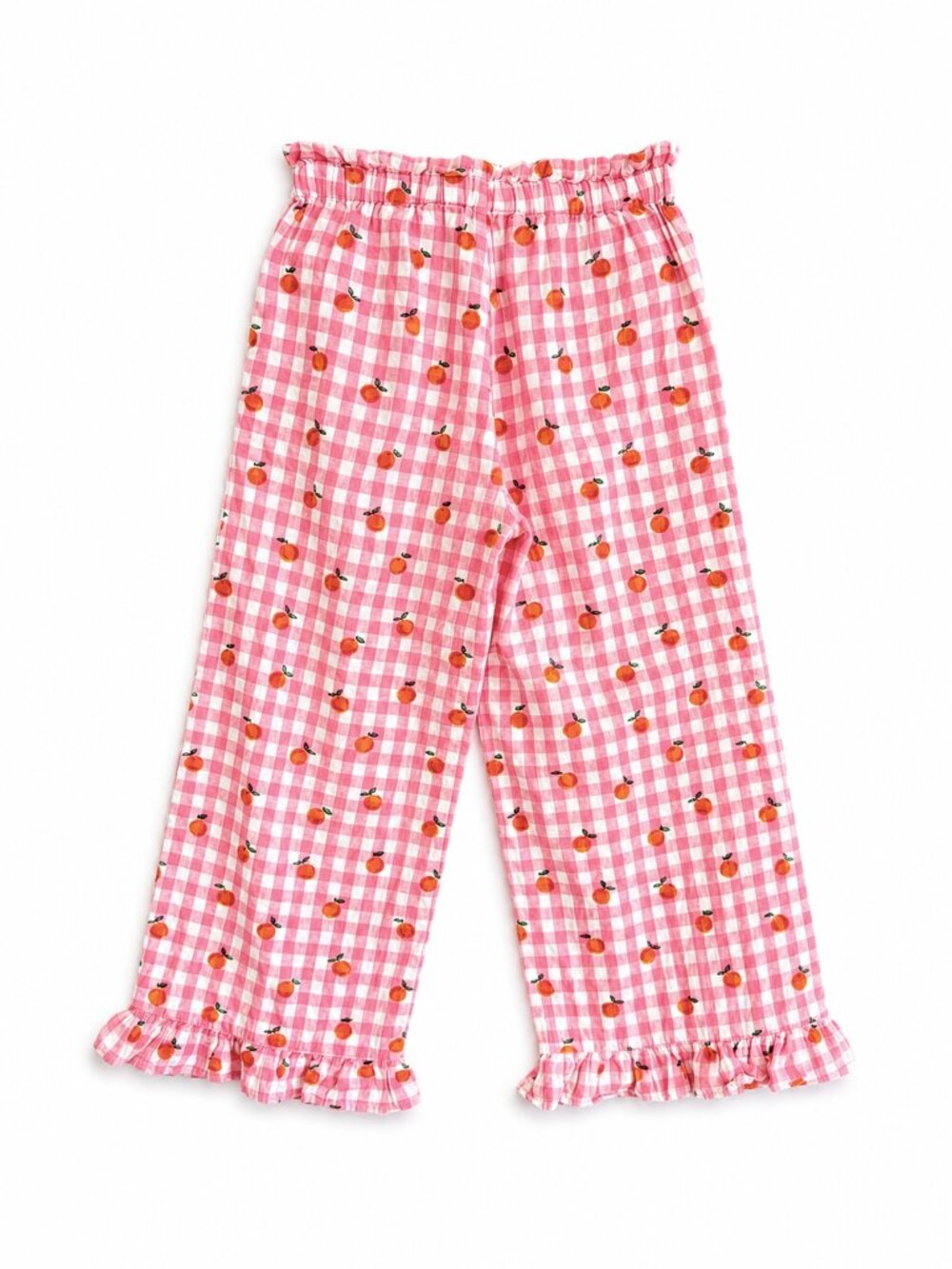 Mini Boden Pink Gingham Orange Print Linen Blend Wide Leg Pants 9Y - Picture 3 of 4